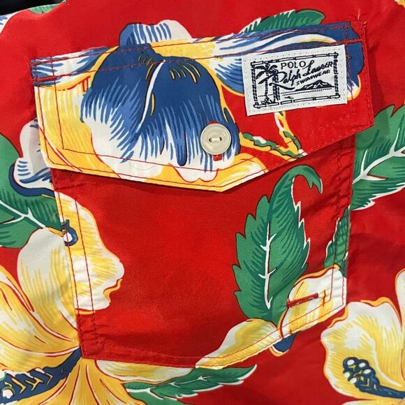 Polo Ralph Lauren Big & Tall Hawaiian Tropical Red Swim Trunks Swimwear Men’s LT - Picture 4 of 6